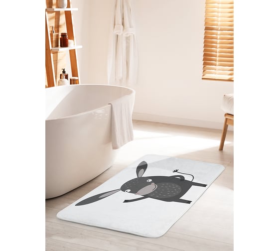 Коврик для ванной комнаты и туалета противоскользящий JOYARTY "Смешной ослик" 60х100 см bath_73222_60x100 1