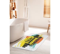 Коврик для ванной комнаты и туалета противоскользящий JOYARTY "Яркий спортивный лозунг" 60х100 см bath_36997_60x100