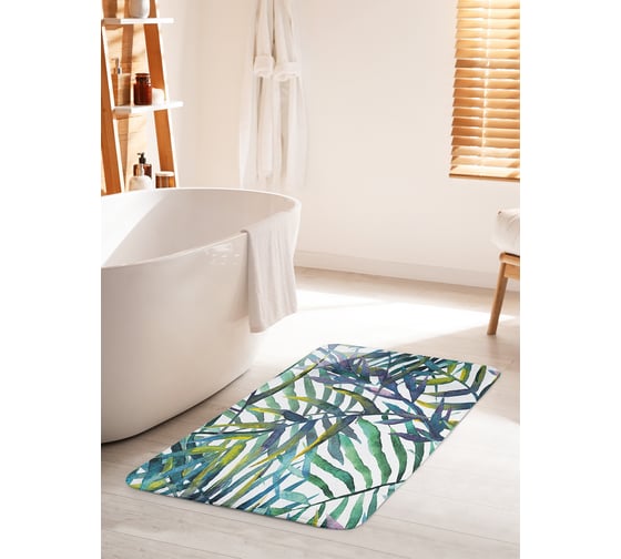 Коврик для ванной комнаты и туалета противоскользящий JOYARTY "Тропическая флора" 60х100 см bath_36049_60x100 1