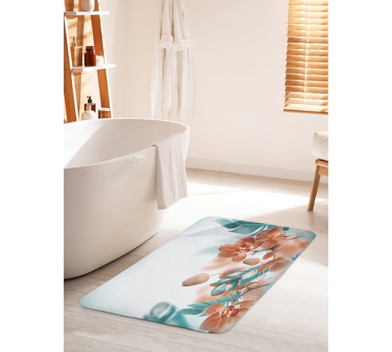 Коврик для ванной комнаты и туалета противоскользящий JOYARTY "Необычные орхидеи" 60х100 см bath_17137_60x100 1
