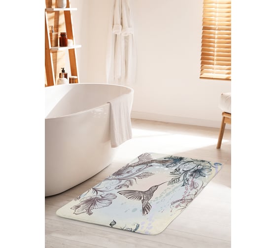 Коврик для ванной комнаты и туалета противоскользящий JOYARTY "Райский сад для колибри" 60х100 см bath_17110_60x100