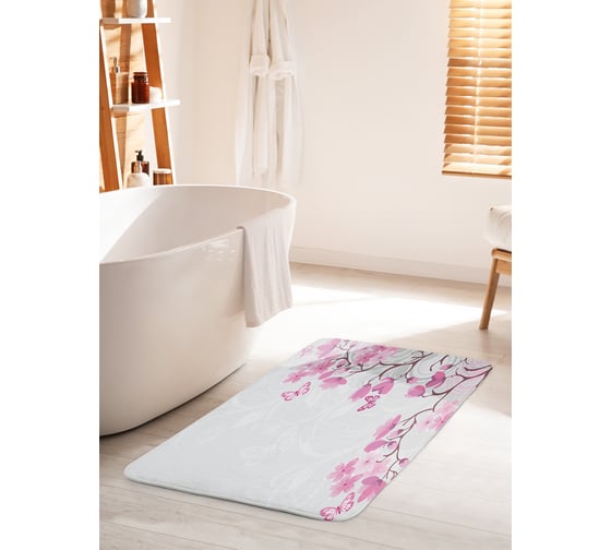 Коврик для ванной комнаты и туалета противоскользящий JOYARTY "Цветочные воспоминания" 60х100 см bath_18304_60x100 1