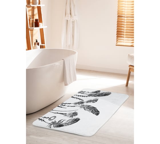 Коврик для ванной комнаты и туалета противоскользящий JOYARTY "Тоскующие перья" 60х100 см bath_17051_60x100 1
