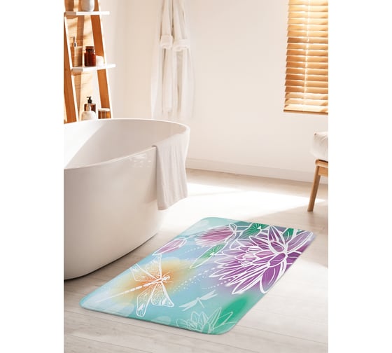 Коврик для ванной комнаты и туалета противоскользящий JOYARTY "Цветочный гипноз" 60х100 см bath_18351_60x100 1