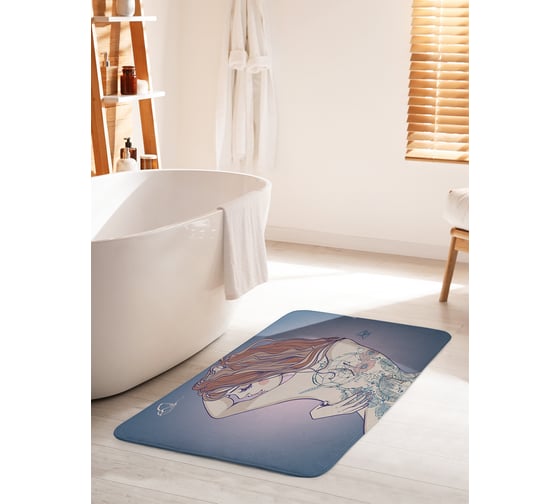 Коврик для ванной комнаты и туалета противоскользящий JOYARTY "Татуировки на спине" 60х100 см bath_19082_60x100 1