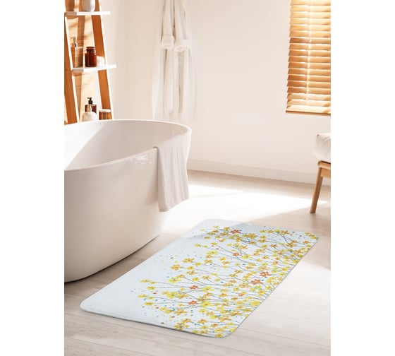 Коврик для ванной комнаты и туалета противоскользящий JOYARTY "Безудержные цветы" 60х100 см bath_16653_60x100 1