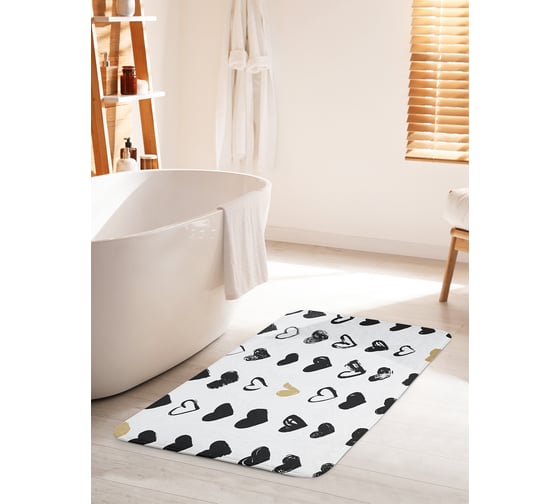 Коврик для ванной комнаты и туалета противоскользящий JOYARTY "Рисунки сердец" 60х100 см bath_16463_60x100 1