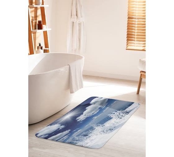 Коврик для ванной комнаты и туалета противоскользящий JOYARTY "Лес покрытый снегом" 60х100 см bath_20086_60x100 1