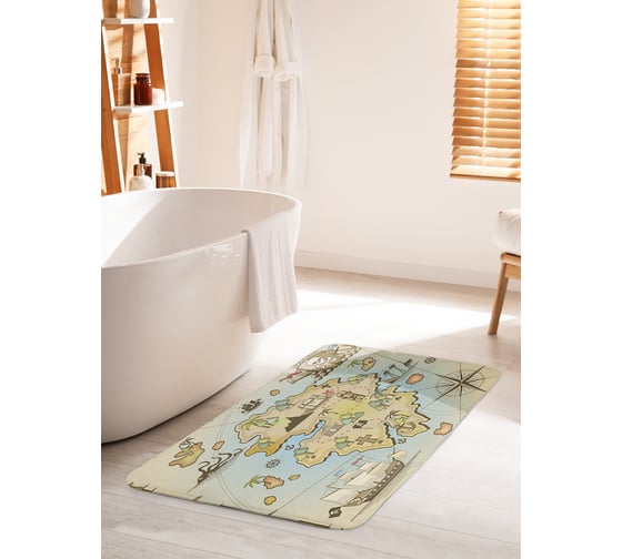 Коврик для ванной комнаты и туалета противоскользящий JOYARTY "Пиратские сокровища" 60х100 см bath_18566_60x100 1