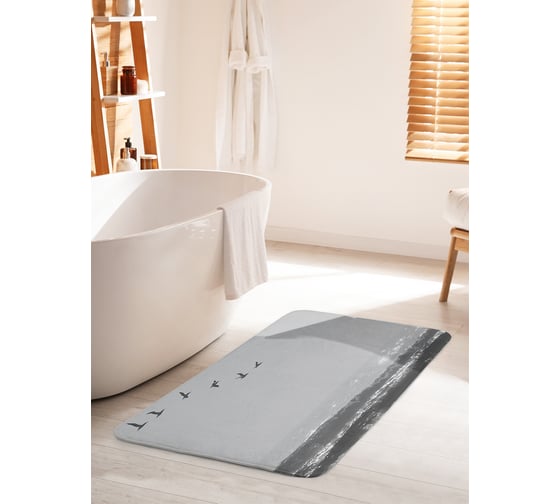 Коврик для ванной комнаты и туалета противоскользящий JOYARTY "Волнистый полет" 60х100 см bath_16698_60x100 1