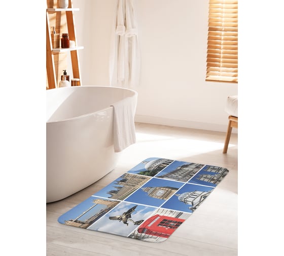 Коврик для ванной комнаты и туалета противоскользящий JOYARTY "Спокойная Англия" 60х100 см bath_18446_60x100 1