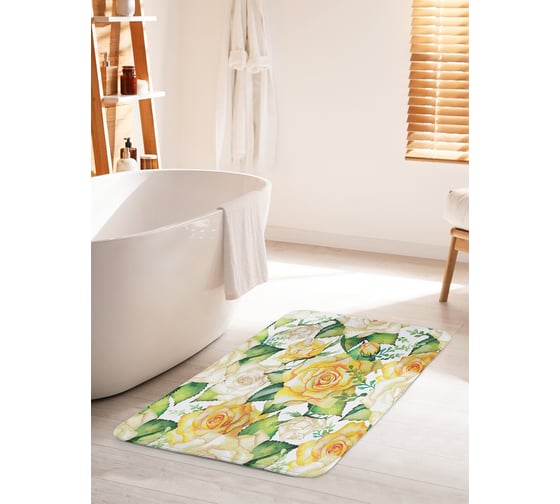 Коврик для ванной комнаты и туалета противоскользящий JOYARTY "Нужно больше цветов" 60х100 см bath_14778_60x100 1