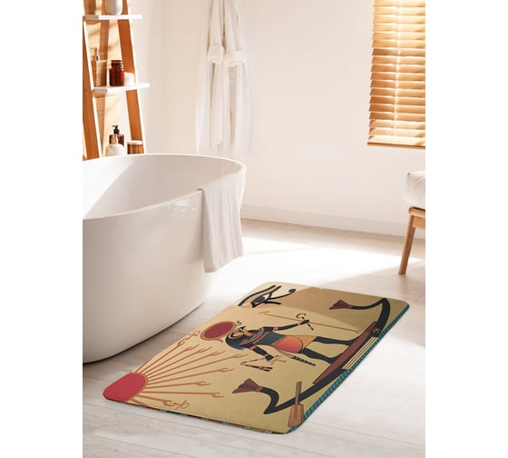 Коврик для ванной комнаты и туалета противоскользящий JOYARTY "Ра плывущий по реке" 60х100 см bath_15233_60x100 1
