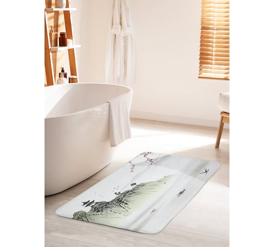 Коврик для ванной комнаты и туалета противоскользящий JOYARTY "Японская культура в горах" 60х100 см bath_14930_60x100 1