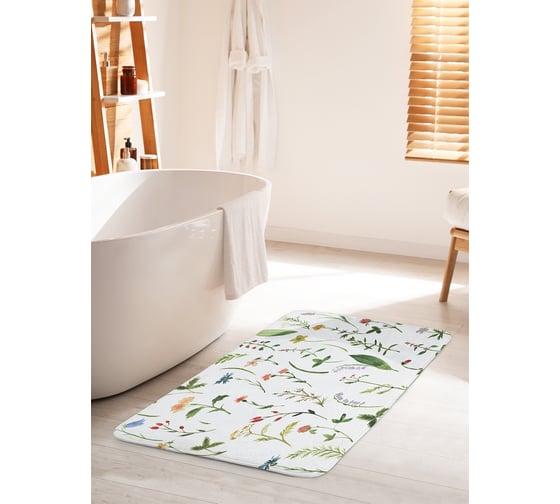 Коврик для ванной комнаты и туалета противоскользящий JOYARTY "Редкие цветы" 60х100 см bath_14556_60x100 1