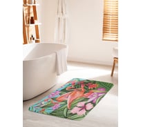 Коврик для ванной комнаты и туалета противоскользящий JOYARTY "Фламинго в цветах" 60х100 см bath_14669_60x100
