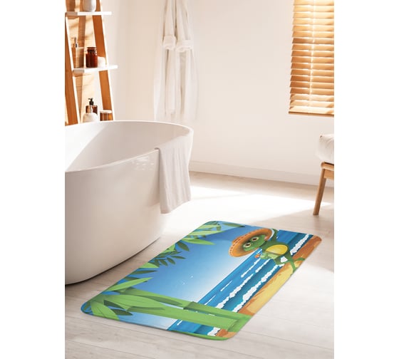 Коврик для ванной комнаты и туалета противоскользящий JOYARTY "Лягушка в сомбреро" 60х100 см bath_15246_60x100 1