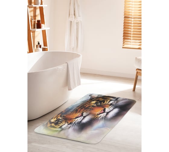 Коврик для ванной комнаты и туалета противоскользящий JOYARTY "Иллюзорные тигры" 60х100 см bath_16492_60x100 1