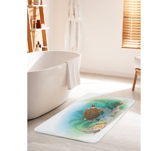 Коврик для ванной комнаты и туалета противоскользящий JOYARTY "Черепаха на дне" 60х100 см bath_14609_60x100 1