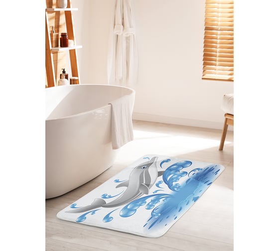 Коврик для ванной комнаты и туалета противоскользящий JOYARTY "Дельфин-веселун" 60х100 см bath_11855_60x100 1