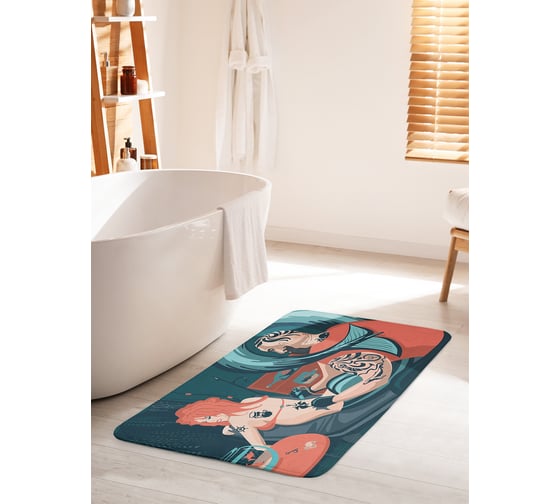 Коврик для ванной комнаты и туалета противоскользящий JOYARTY "Мастер тату" 60х100 см bath_12840_60x100 1