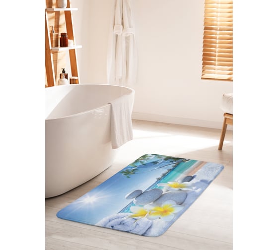 Коврик для ванной комнаты и туалета противоскользящий JOYARTY "Мягкий пляж" 60х100 см bath_12494_60x100 1