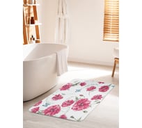 Коврик для ванной комнаты и туалета противоскользящий JOYARTY "Цветочная феерия с бабочками" 60х100 см bath_13600_60x100