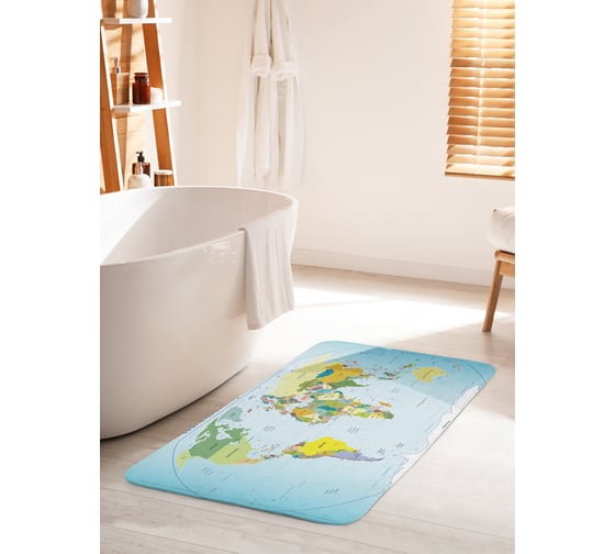 Коврик для ванной комнаты и туалета противоскользящий JOYARTY "Политическая карта мира" 60х100 см bath_13764_60x100