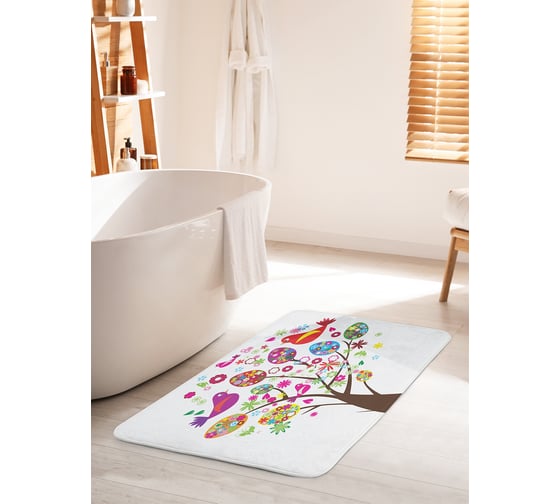 Коврик для ванной комнаты и туалета противоскользящий JOYARTY "Пасхальное дерево" 60х100 см bath_14262_60x100 1