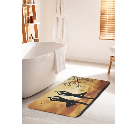 Коврик для ванной комнаты и туалета противоскользящий JOYARTY "Семейная йога" 60х100 см bath_9713_60x100 1