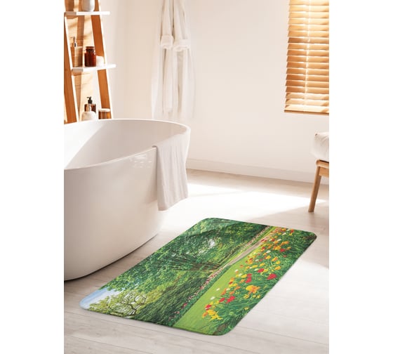Коврик для ванной комнаты и туалета противоскользящий JOYARTY "Весенняя идиллия" 60х100 см bath_10330_60x100 1