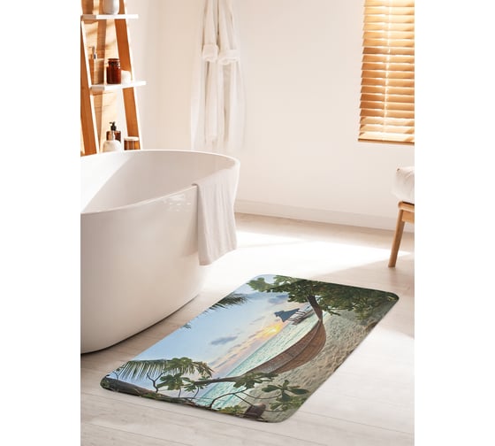 Коврик для ванной комнаты и туалета противоскользящий JOYARTY "Пляжный отдых на закате" 60х100 см bath_10160_60x100 1