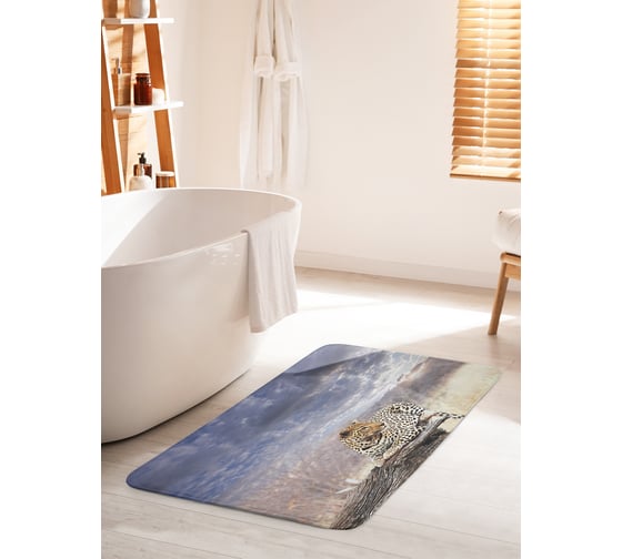 Коврик для ванной комнаты и туалета противоскользящий JOYARTY "Леопард в тумане" 60х100 см bath_10439_60x100 1
