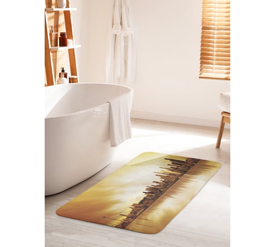 Коврик для ванной комнаты и туалета противоскользящий JOYARTY "Город на берегу" 60х100 см bath_11227_60x100 1