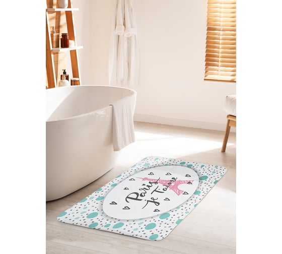 Коврик для ванной комнаты и туалета противоскользящий JOYARTY "Французская влюбленность" 60х100 см bath_10512_60x100 1