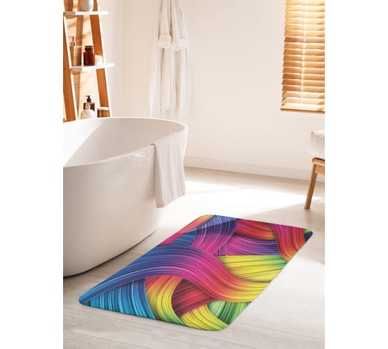 Коврик для ванной комнаты и туалета противоскользящий JOYARTY "Плетение из волн" 60х100 см bath_12473_60x100 1