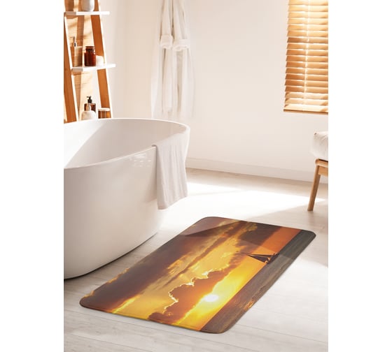 Коврик для ванной комнаты и туалета противоскользящий JOYARTY "Под парусом заката" 60х100 см bath_11701_60x100 1
