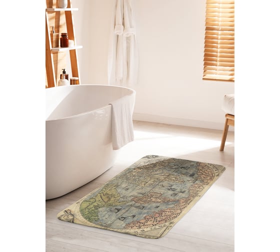 Коврик для ванной комнаты и туалета противоскользящий JOYARTY "Старая карта мира" 60х100 см bath_10978_60x100 1