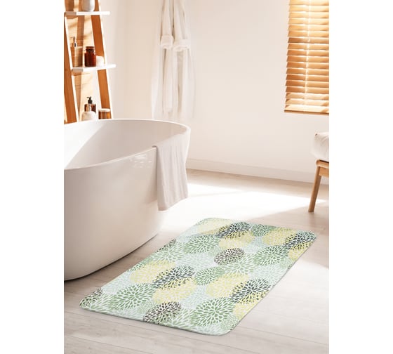 Коврик для ванной комнаты и туалета противоскользящий JOYARTY "Цветущие брызги" 60х100 см bath_11561_60x100 1