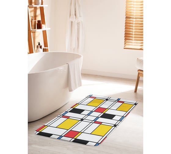 Коврик для ванной комнаты и туалета противоскользящий JOYARTY "Клетки различий" 60х100 см bath_12466_60x100 1