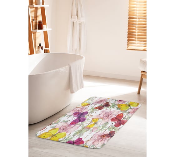 Коврик для ванной комнаты и туалета противоскользящий JOYARTY "Письмо в бабочках" 60х100 см bath_11030_60x100 1