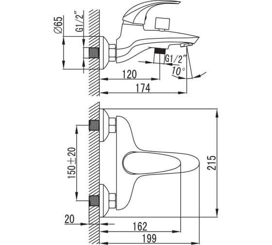Смеситель для ванны IDDIS Leaf LEASB00I02WA