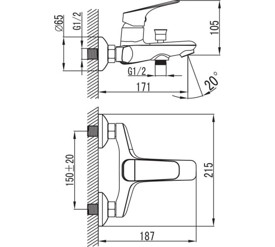 Смеситель для ванны IDDIS Vinsente VINSB00i02WA