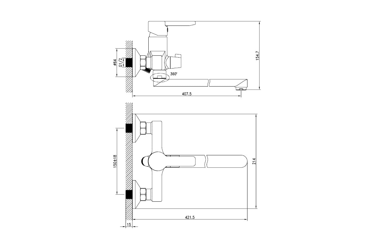 Смеситель для ванны IDDIS Sena SENSBL2i10WA с длинным изливом с ...