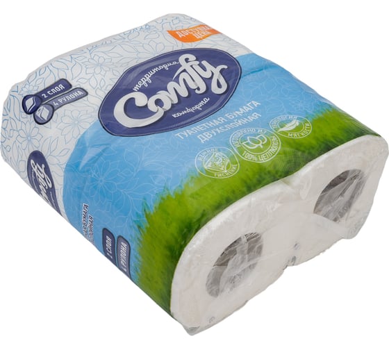 Туалетная бумага COMFY 2 сл. 4 рул. (100% целлюлоза) 1-6242