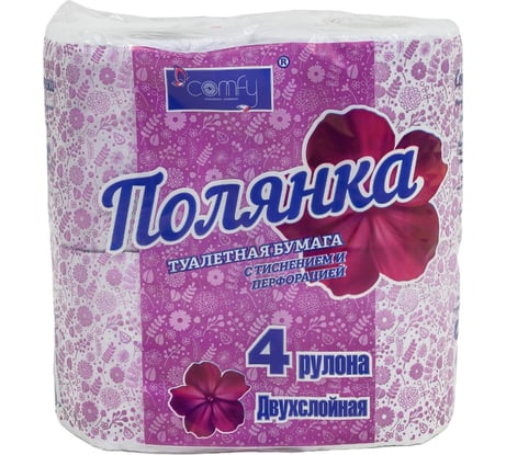 Туалетная бумага Сomfy "Полянка" 2 сл. 4 рул./вл.12 1-3198