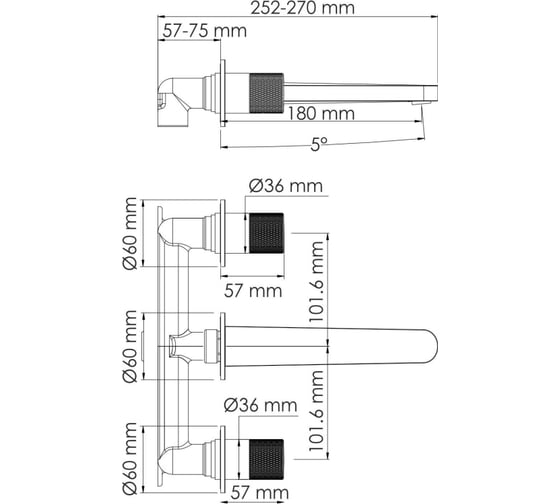 Встраиваемый смеситель для раковины WasserKraft Tauber 6445