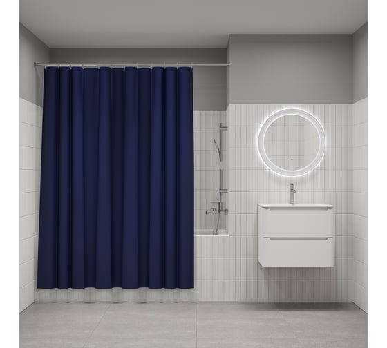 Штора для ванной IDDIS 200x180 см, полиэтилен (PE), темно-синий P05PE18i11