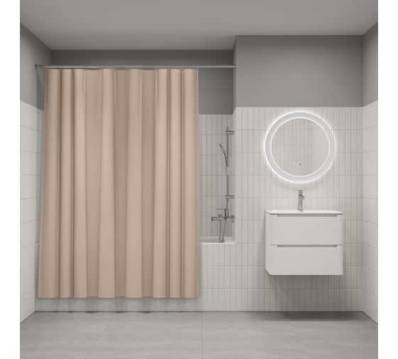 Штора для ванной IDDIS 200x180 см, полиэтилен (PE), бежевый P01PE18i11