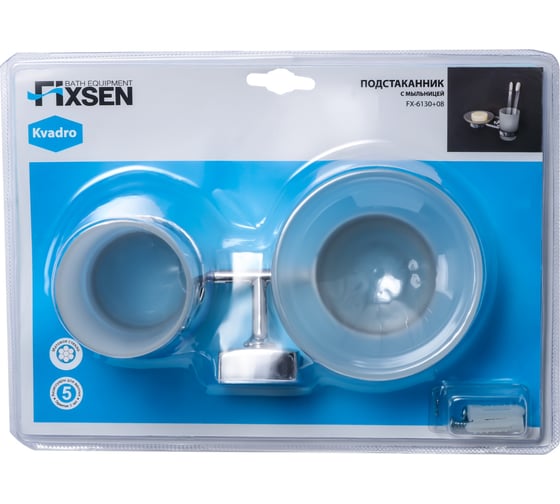 Мыльница+подстаканник FIXSEN KVADRO 61306+08